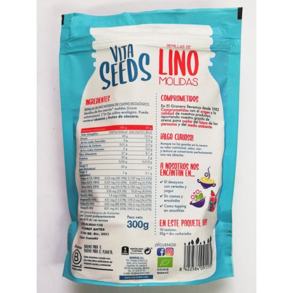 Vitaseeds Lino Macinato Biologico 300 g Img 3