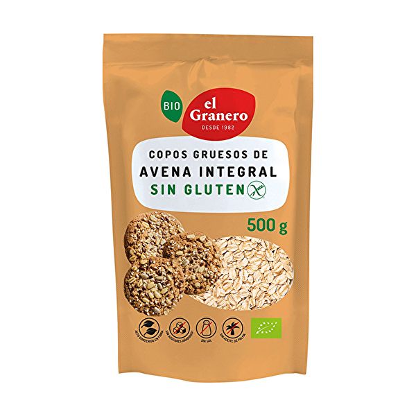 Flocons d'avoine entiers épais bio sans gluten 500 g