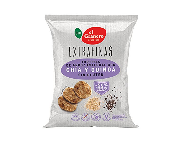 Extra Fijne Bruine Rijstpannenkoekjes Chia en Quinoa BIO 60 g