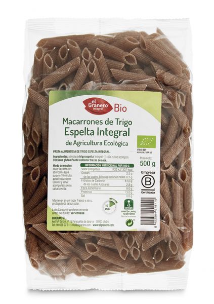 Biologische Volkoren Espel Macaroni 500 g