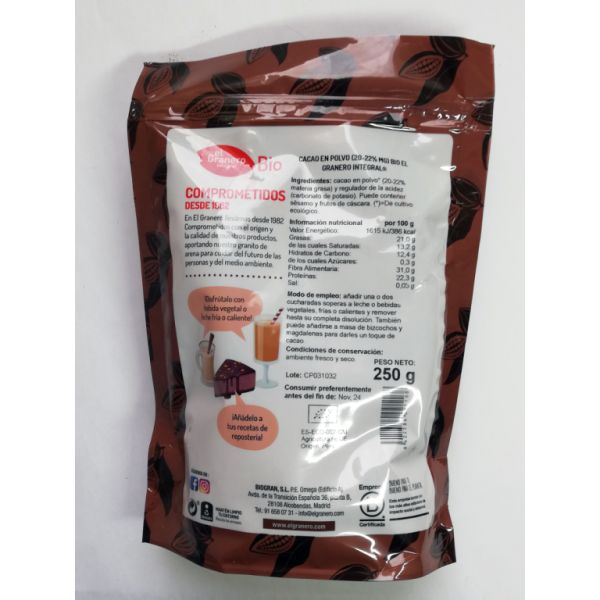 Bio-Kakaopulver 20-22 % Fett 250 g Img 3