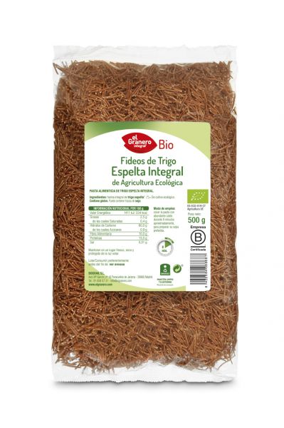 Fideos Finos de Trigo Espelta Integral Bio 500 g