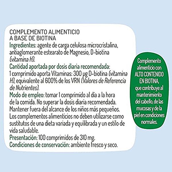 Biotina (Biotina Vitamina H) 310 mg 100 compresse Img 2