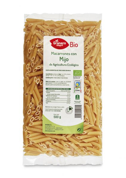 Macaroni au Millet Bio 500 g - El Granero Integral