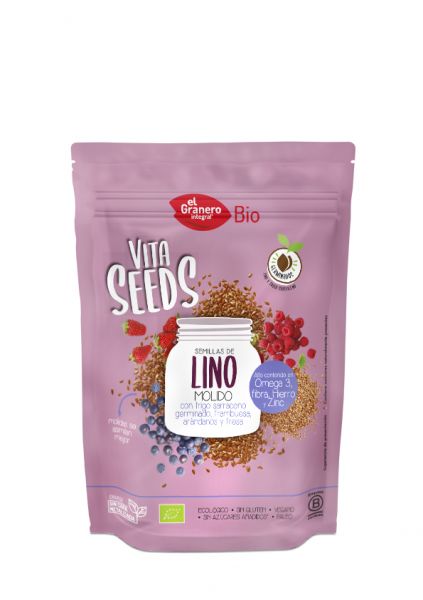 Sementes de linhaça moída, trigo sarraceno, framboesa, mirtilo e morango 200g