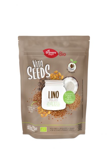 Linho Moído Vitaseeds com Cacau Orgânico de Trigo Sarraceno e Nibs de Amêndoa, 200 g