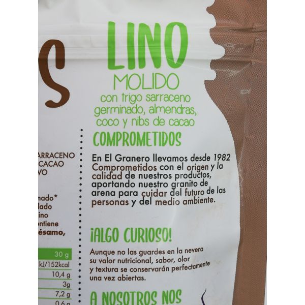 Vitaseeds Lino Molido con Trigo Sarraceno Nibs de Cacao y Almendras Bio, 200 g Img 6