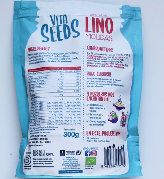 Graines de Lin Bio 250 g - El Granero Integral Img 2