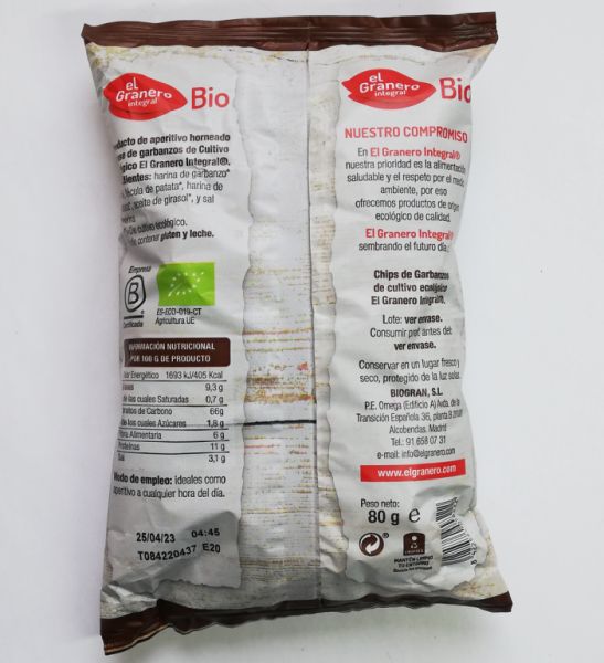 Bio-Kichererbsenchips 80 g - El Granero Integral Img 3