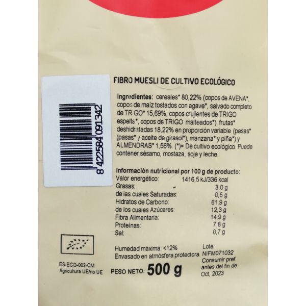 Muesli aux fibres biologiques 500 g Img 7