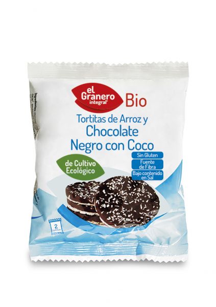 Rice Cakes with Dark Chocolate and Organic Coconut