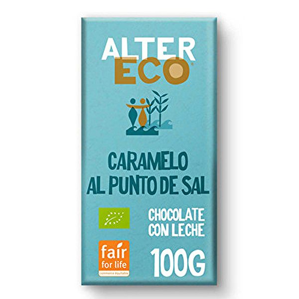 Organic milk chocolate and caramel with salt 100 grams