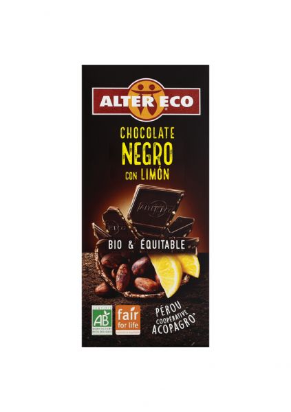 Chocolat noir au citron Bio 100 grammes - ALTERECO