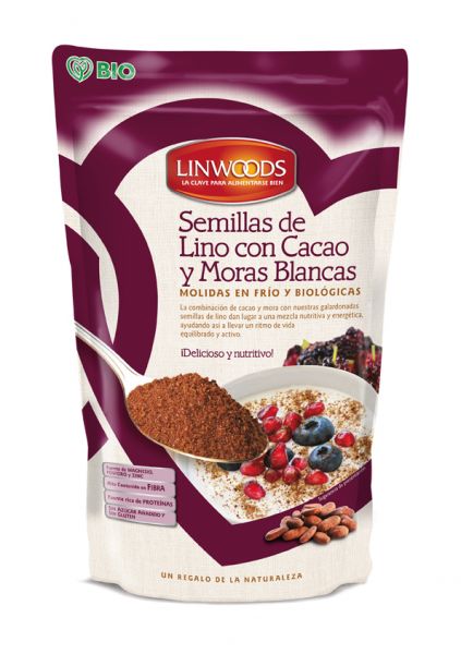 SEMENTES DE LINHO MOÍDAS COM CACAU E AMORAS BIO 200g