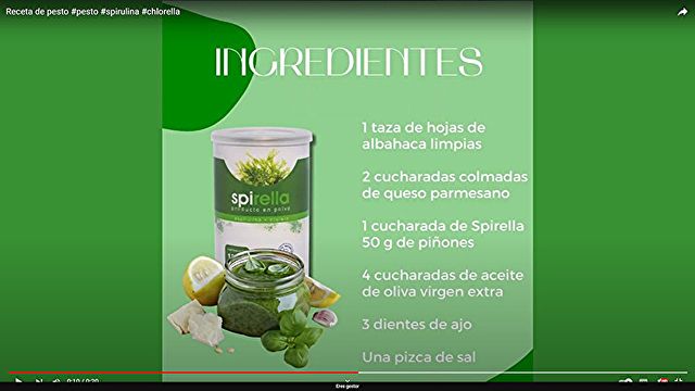 Preparación / Pasos Pesto con Spirella y Chlorella - Paso 2) Añadir una cucharada sopera de Spirella 