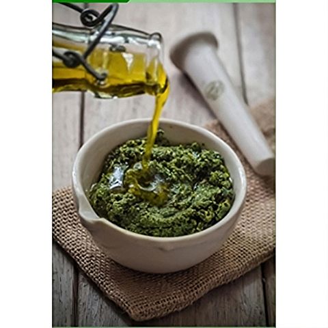 Preparación / Pasos Pesto con Spirella y Chlorella - Paso 3) Añadir el queso parmesano y servir